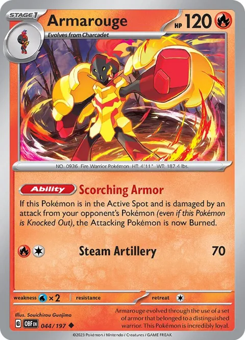 Armarouge #044/197 Pokémon card from Obsidian Flames