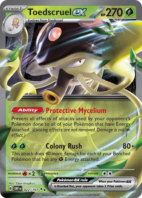 Toedscruel ex #022/197 Holofoil Pokémon card from Obsidian Flames