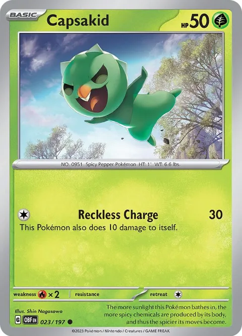 Capsakid #023/197 Pokémon card from Obsidian Flames