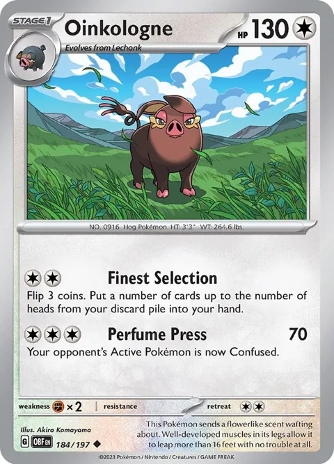 Oinkologne #184/197 Pokémon card from Obsidian Flames