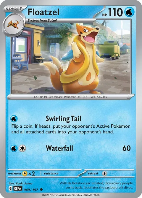 Floatzel #049/197 Pokémon card from Obsidian Flames