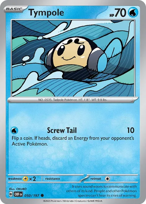 Tympole #050/197 Reverse Holofoil Pokémon card from Obsidian Flames