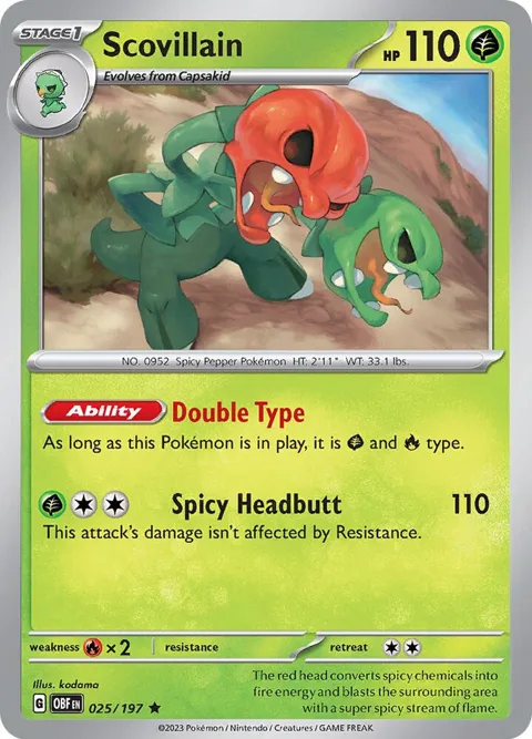 Scovillain #025/197 Reverse Holofoil Pokémon card from Obsidian Flames