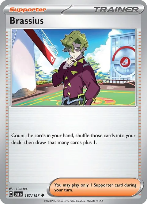 Brassius #187/197 Pokémon card from Obsidian Flames