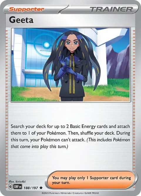 Geeta #188/197 Holofoil Pokémon card from Obsidian Flames