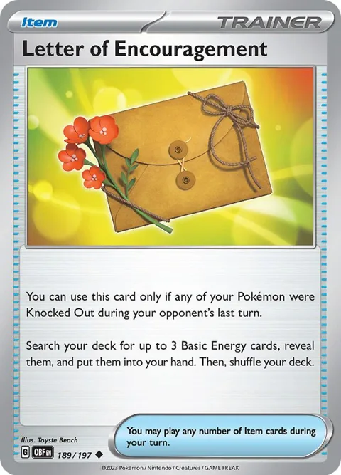 Letter of Encouragement #189/197 Pokémon card from Obsidian Flames