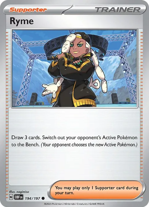 Ryme #194/197 Reverse Holofoil Pokémon card from Obsidian Flames