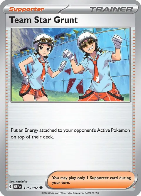 Team Star Grunt #195/197 Pokémon card from Obsidian Flames
