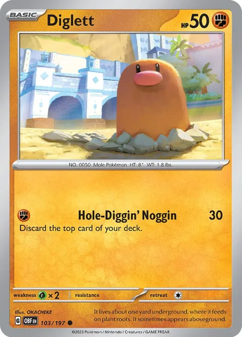 Diglett #103/197 Pokémon card from Obsidian Flames