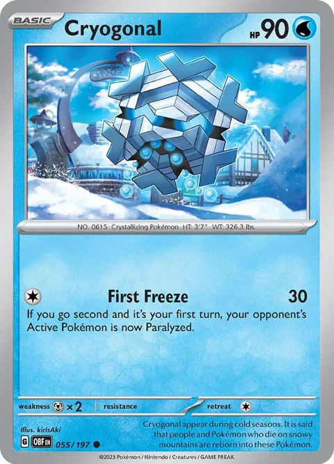 Cryogonal #055/197 Pokémon card from Obsidian Flames
