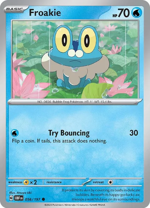 Froakie #056/197 Reverse Holofoil Pokémon card from Obsidian Flames