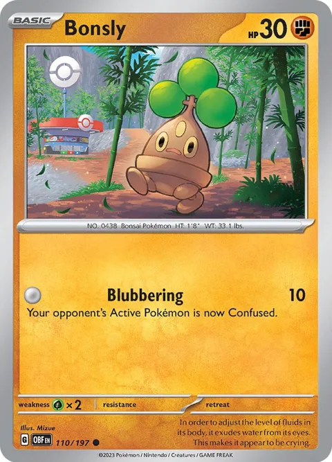 Bonsly #110/197 Pokémon card from Obsidian Flames