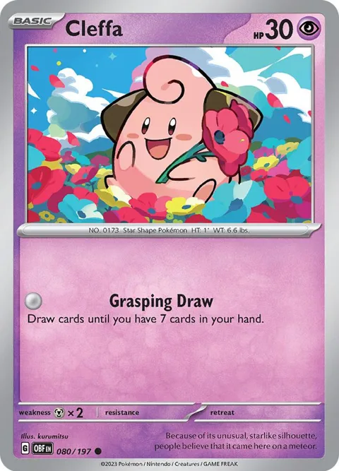 Cleffa #080/197 Pokémon card from Obsidian Flames