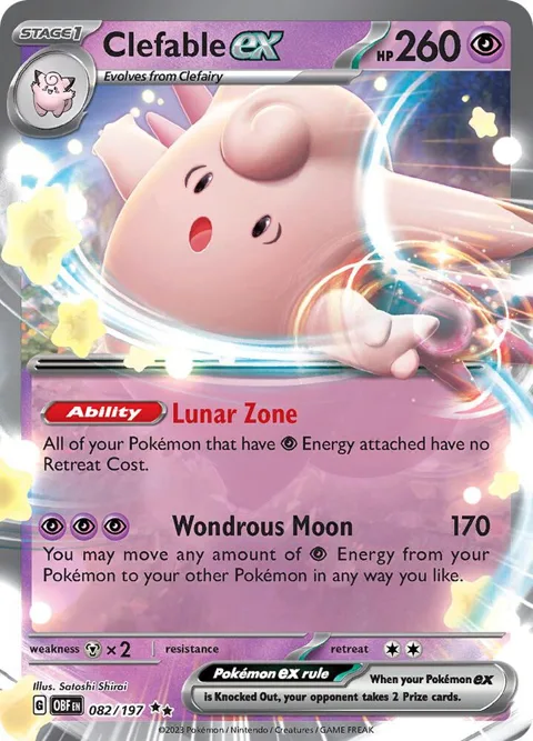 Clefable ex #082/197 Holofoil Pokémon card from Obsidian Flames