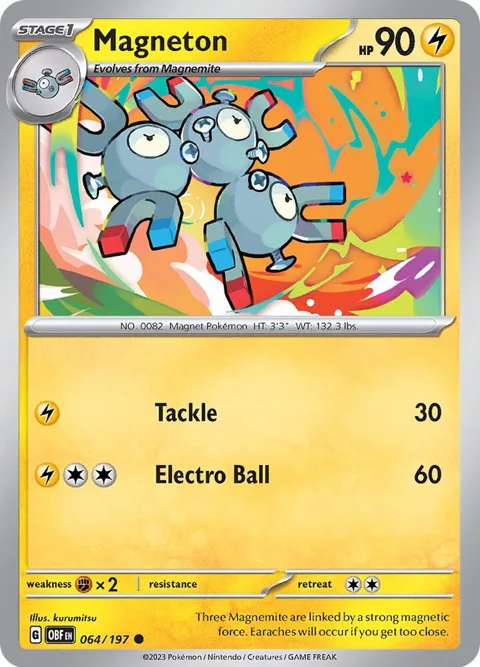 Magneton #064/197 Pokémon card from Obsidian Flames