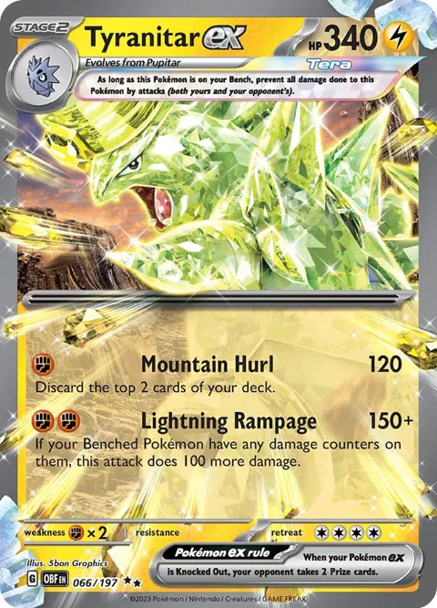 Tyranitar ex #066/197 Holofoil Pokémon card from Obsidian Flames