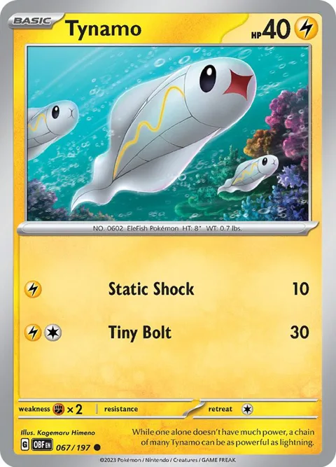 Tynamo #067/197 Pokémon card from Obsidian Flames