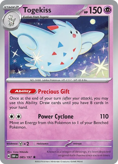Togekiss #085/197 Reverse Holofoil Pokémon card from Obsidian Flames