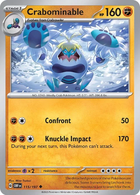 Crabominable #115/197 Reverse Holofoil Pokémon card from Obsidian Flames