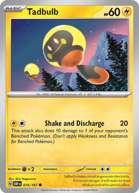 Tadbulb 076/197 #076/197 Reverse Holofoil Pokémon card from Obsidian Flames