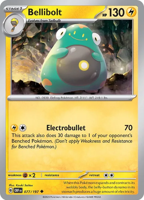 Bellibolt #077/197 Pokémon card from Obsidian Flames