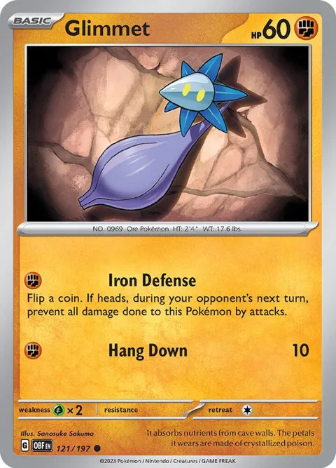 Glimmet #121/197 Pokémon card from Obsidian Flames