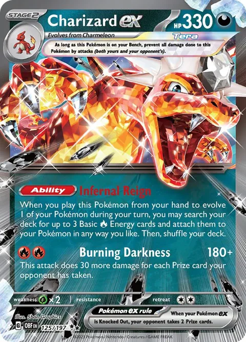 Charizard ex #125/197 Holofoil Pokémon card from Obsidian Flames