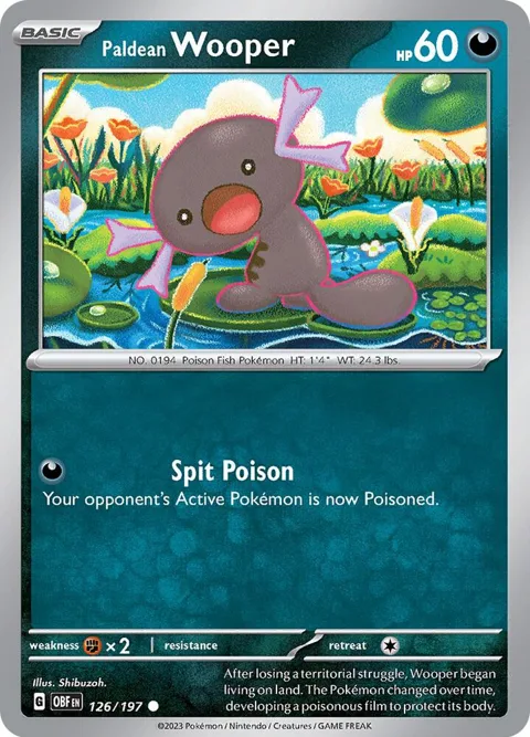 Paldean Wooper #126/197 Reverse Holofoil Pokémon card from Obsidian Flames