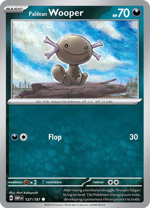 Paldean Wooper #127/197 Reverse Holofoil Pokémon card from Obsidian Flames