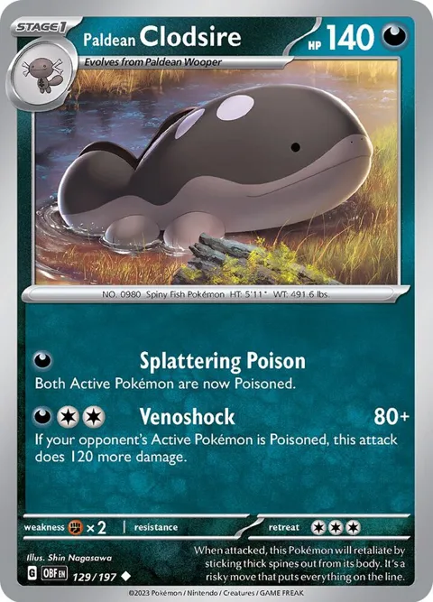 Paldean Clodsire #129/197 Pokémon card from Obsidian Flames