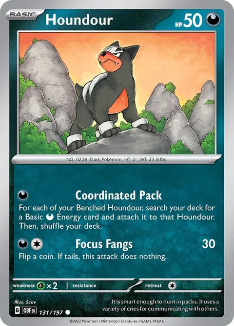 Houndour #131/197 Pokémon card from Obsidian Flames