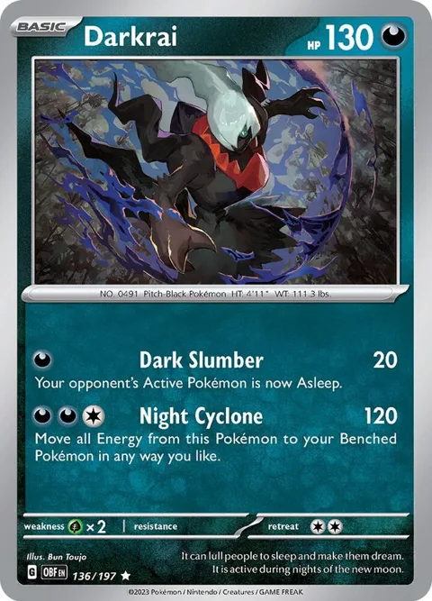 Darkrai #136/197 Reverse Holofoil Pokémon card from Obsidian Flames