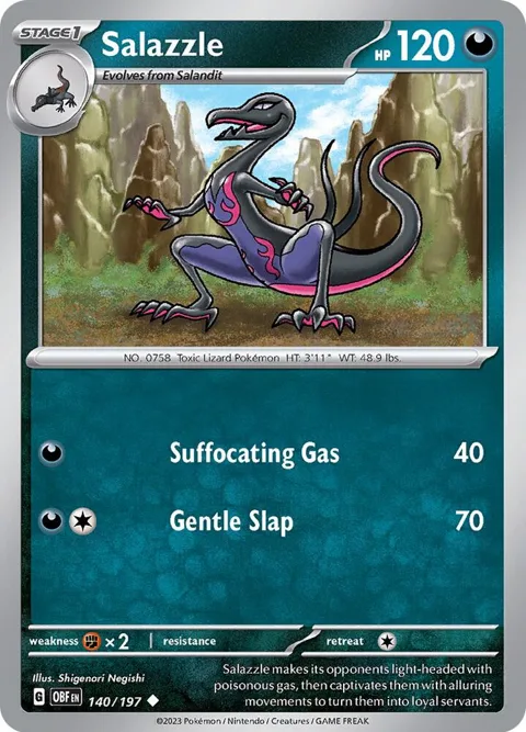 Salazzle #140/197 Pokémon card from Obsidian Flames