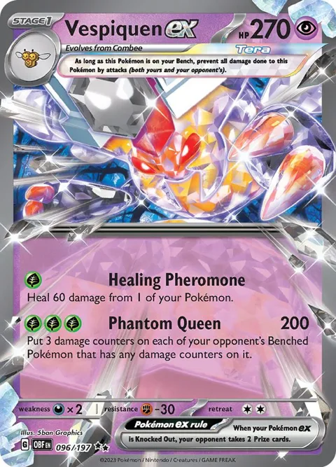 Vespiquen ex #096/197 Holofoil Pokémon card from Obsidian Flames