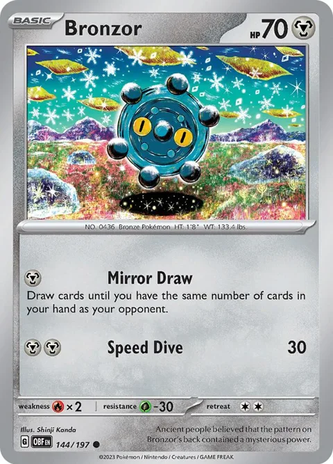 Bronzor #144/197 Pokémon card from Obsidian Flames