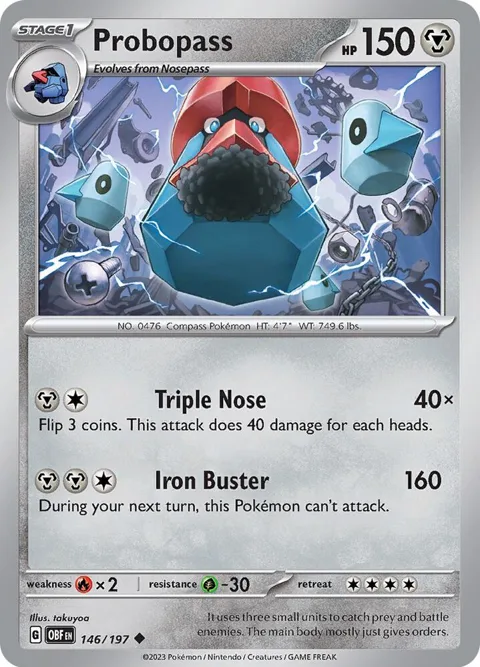 Probopass #146/197 Reverse Holofoil Pokémon card from Obsidian Flames
