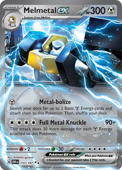 Melmetal ex #153/197 Holofoil Pokémon card from Obsidian Flames