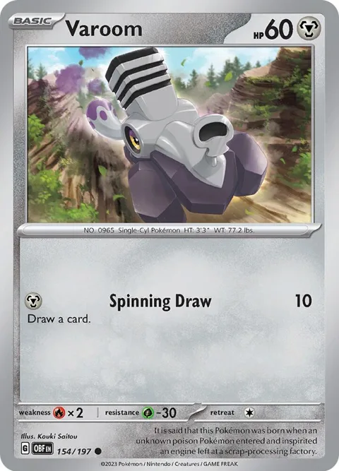 Varoom #154/197 Reverse Holofoil Pokémon card from Obsidian Flames