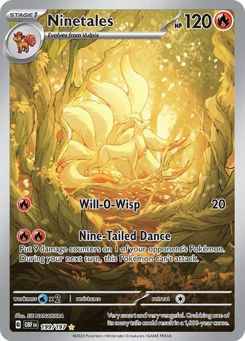 Ninetales #199/197 Holofoil Pokémon card from Obsidian Flames