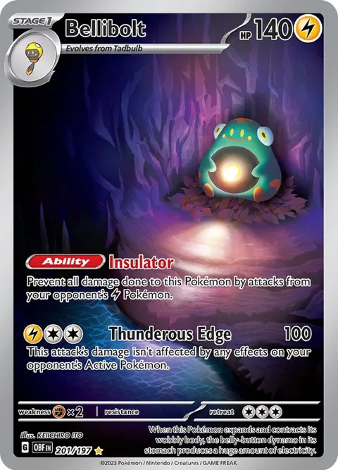 Bellibolt #201/197 Holofoil Pokémon card from Obsidian Flames
