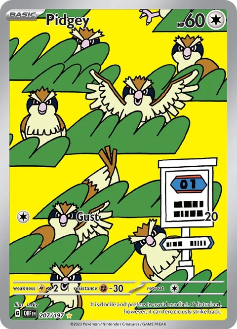 Pidgey #207/197 Holofoil Pokémon card from Obsidian Flames