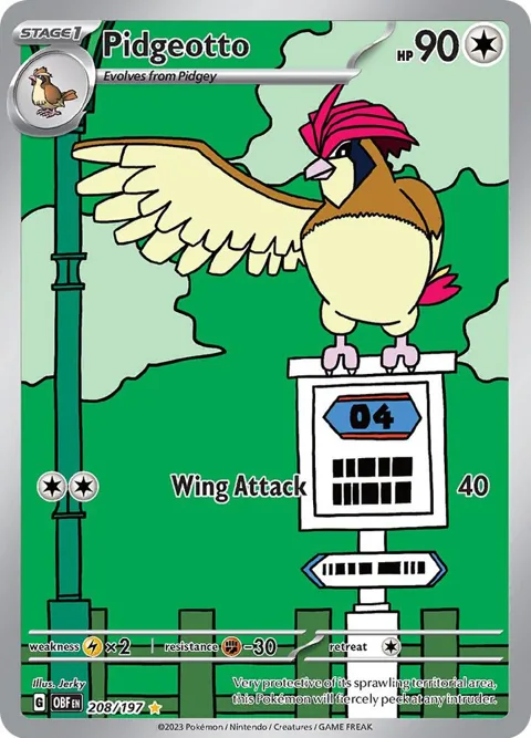 Pidgeotto #208/197 Holofoil Pokémon card from Obsidian Flames