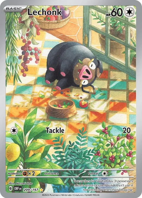 Lechonk #209/197 Holofoil Pokémon card from Obsidian Flames