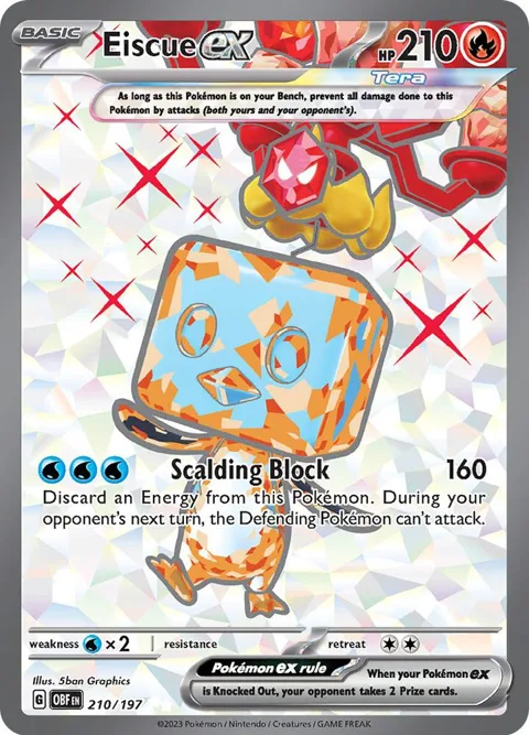 Eiscue ex #210/197 Holofoil Pokémon card from Obsidian Flames