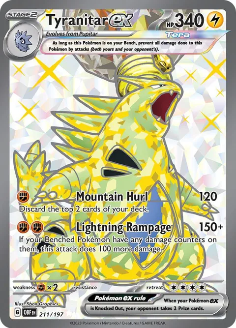 Tyranitar ex #211/197 Holofoil Pokémon card from Obsidian Flames