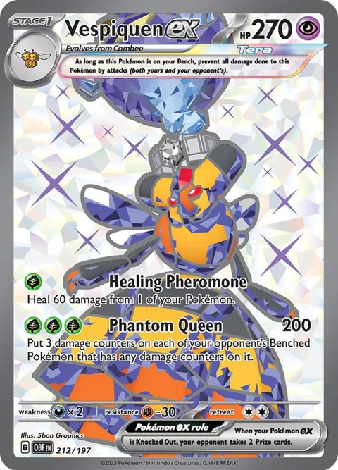 Vespiquen ex #212/197 Holofoil Pokémon card from Obsidian Flames