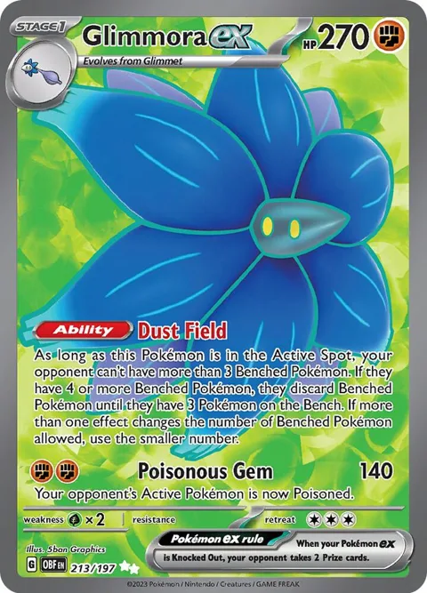 Glimmora ex #213/197 Holofoil Pokémon card from Obsidian Flames