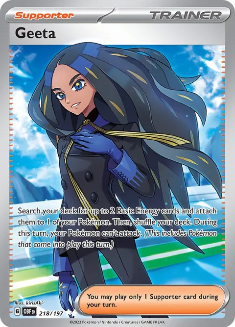 Geeta #218/197 Holofoil Pokémon card from Obsidian Flames