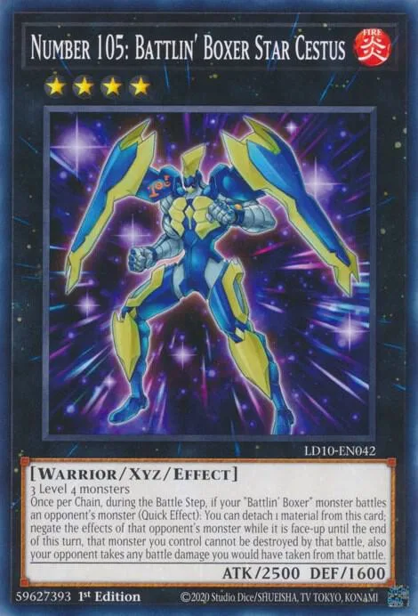 Number 105: Battlin' Boxer Star Cestus LD10-EN042 Yu-Gi-Oh card from Legendary Duelists: Soulburning Volcano