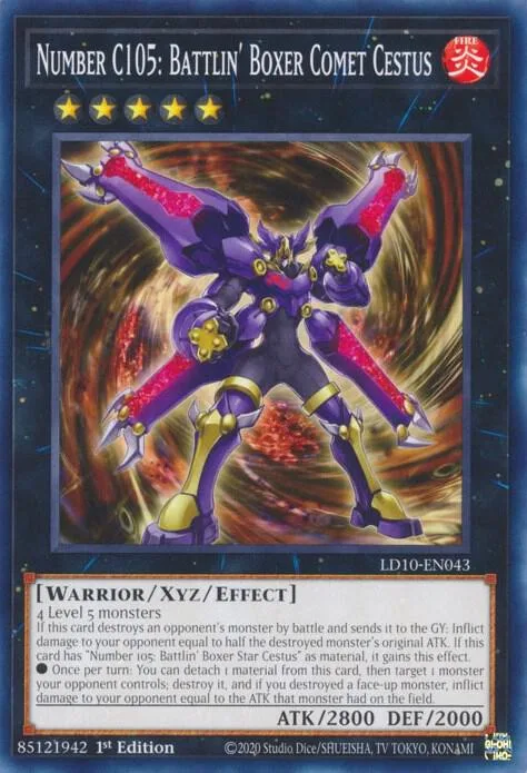 Number C105: Battlin' Boxer Comet Cestus LD10-EN043 Yu-Gi-Oh card from Legendary Duelists: Soulburning Volcano
